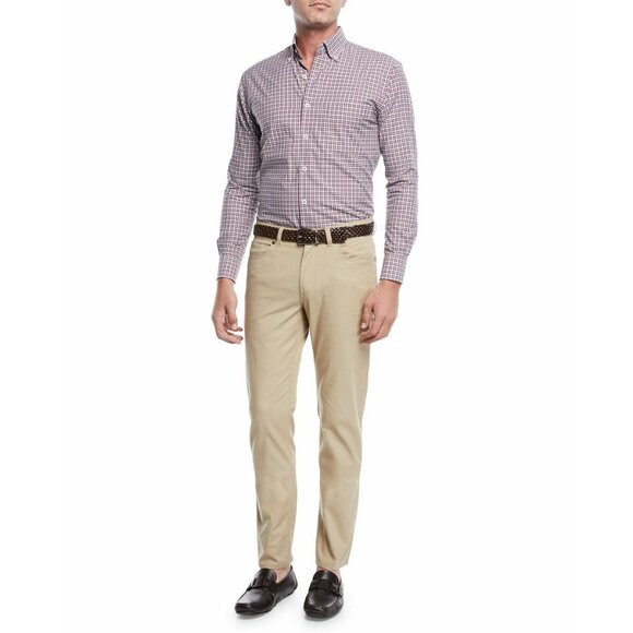 Peter Millar Mens Khaki Chino Pant Soft Touch Twill Trouser Beige Size 38x35 NEW - Picture 1 of 10